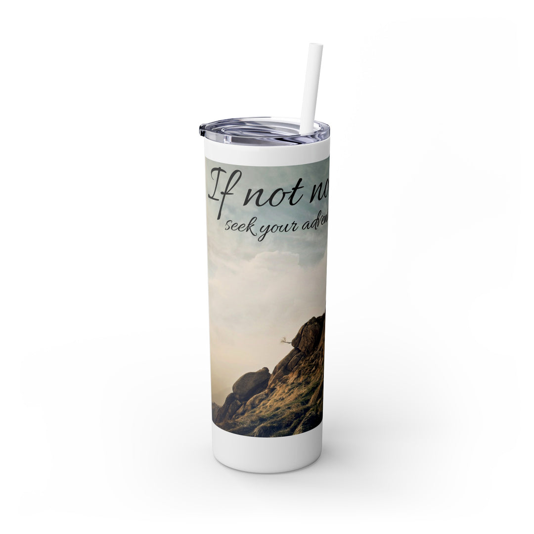 Seek your adventure - Skinny Tumbler with Straw, 20oz