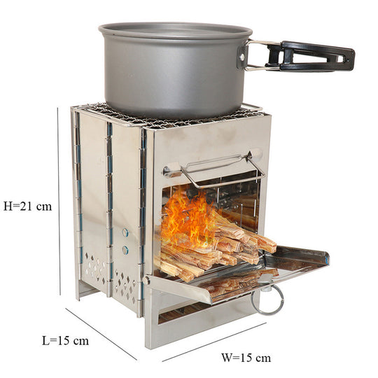 Lightweight Camping Wood Stove Adjustable Folding Wood Stove Burning for Outdoor Cooking Picnic BBQ Windproof